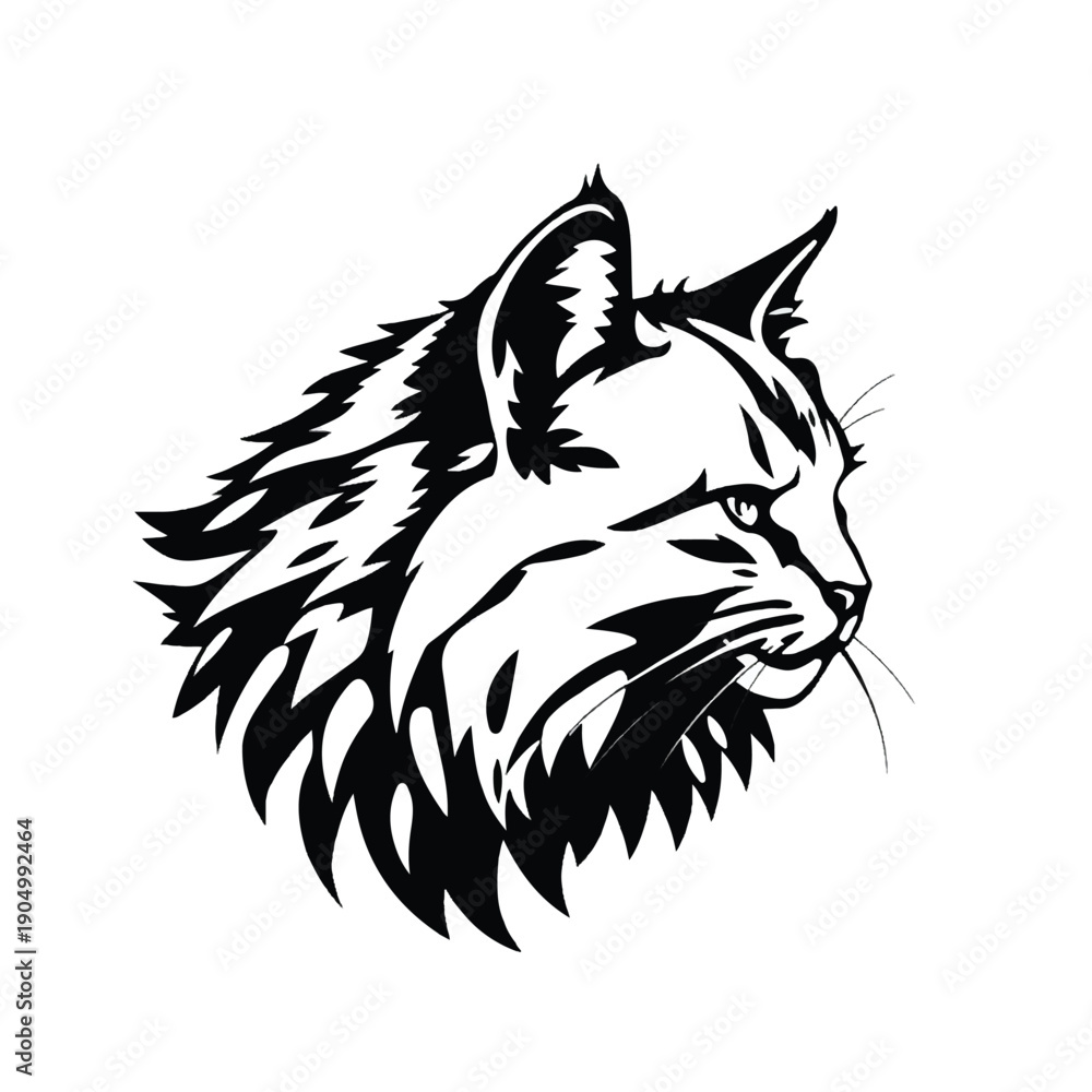 Fototapeta premium Cat logo design. Cat head silhouette on white background. Cat head vector illustration.