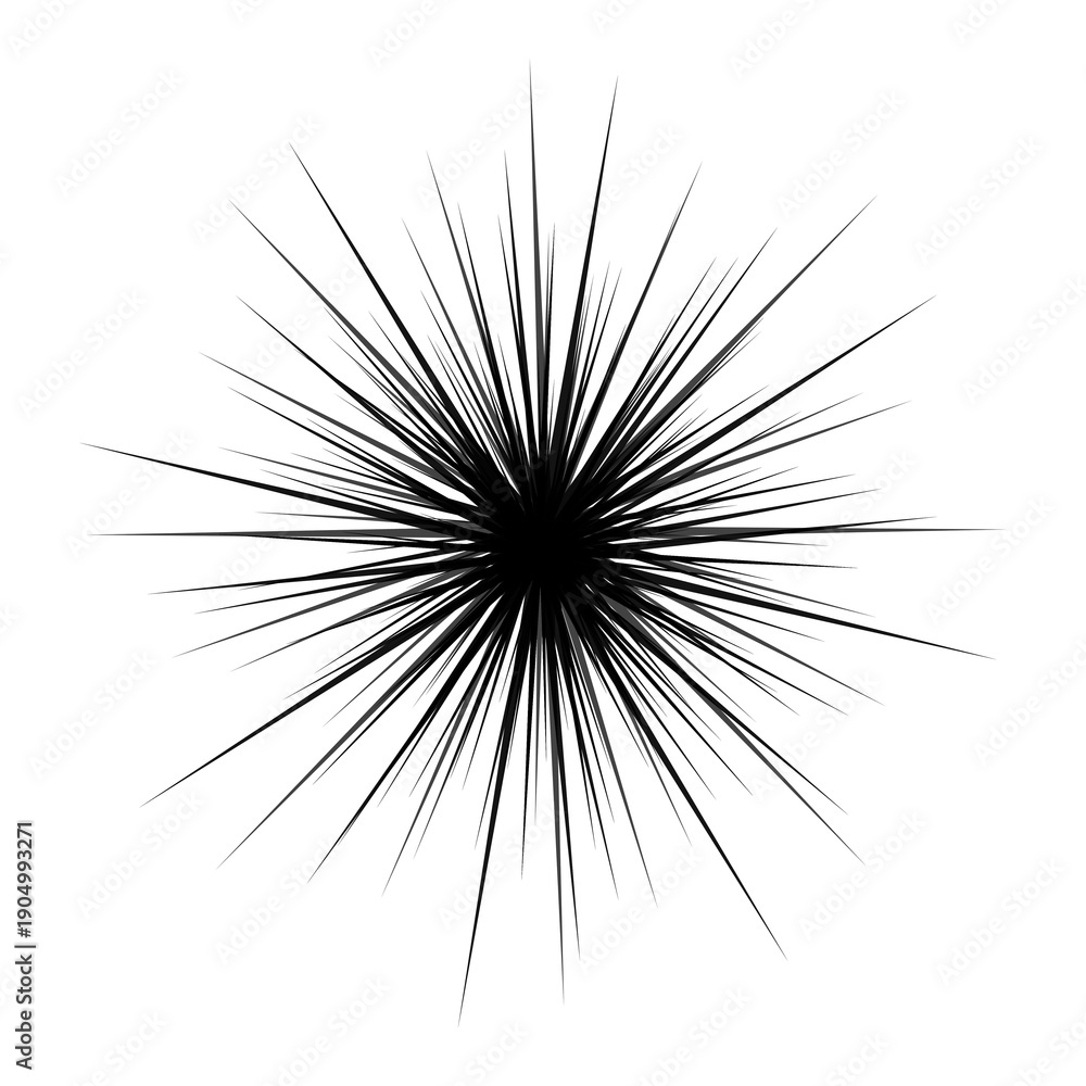 Obraz premium black starburst shape with sharp lines radiating outward from center transparent background