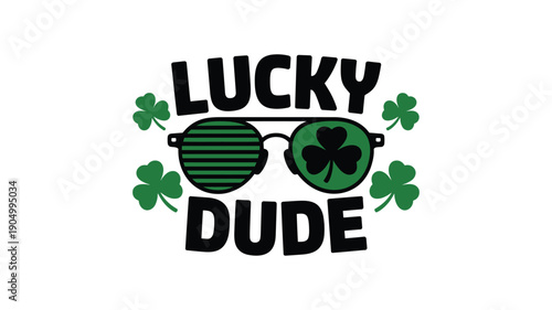 Lucky Dude St Patricks Day Sunglasses with Shamrocks