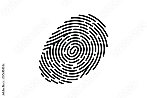 A detailed fingerprint pattern showcasing intricate whorl ridges and loops isolated on white background, Vector, illustration