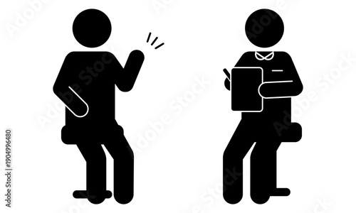 クリニックで問診を行うシーンのピクトグラム