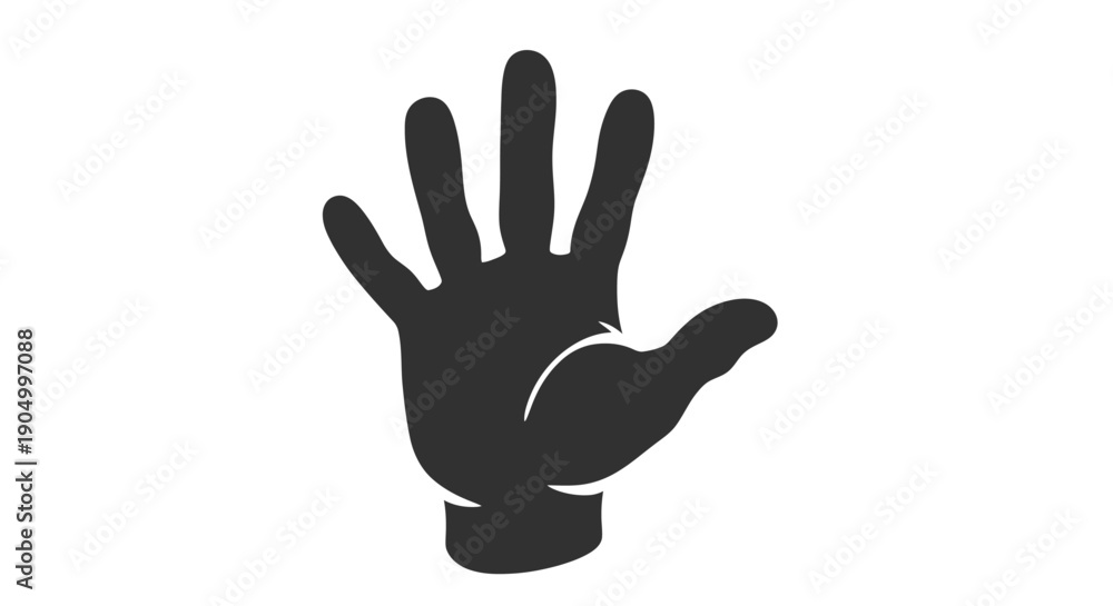 Obraz premium A black silhouette of a hand with palm facing forward and fingers spread apart in a gesture