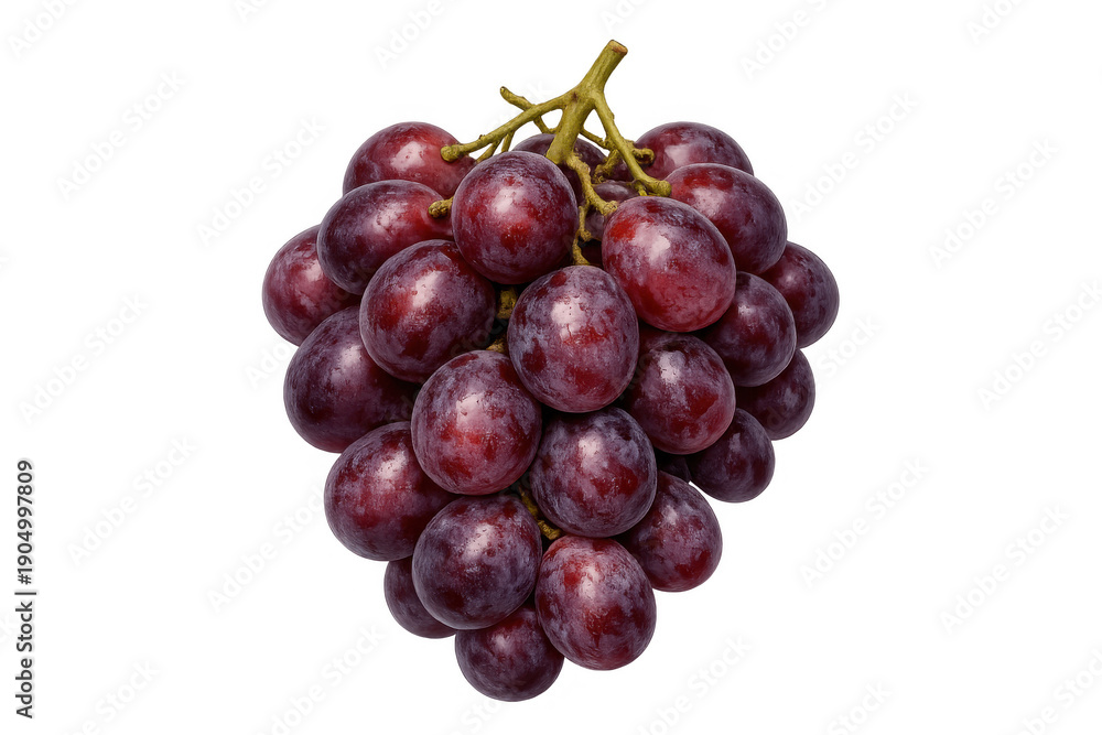 Fototapeta premium Fresh red grapes bunch on transparent background, symbolizing healthy eating, natural snack, raw food, and fruit diet