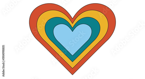 Multicolored heart illustration with layered design and vibrant colors