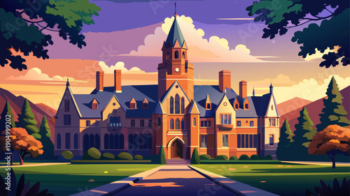 Very beautiful Murray-Dodge Hall at Princeton University, captured on Independence Day, highlighting collegiate gothic design and the strong cultural identity of the historic campus.