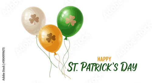 Celebration of St. Patrick's Day with balloons featuring shamrocks in festive colors