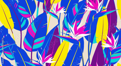 Vibrant illustrations of colorful leaves arranged in a lively pattern from a close-up viewpoint