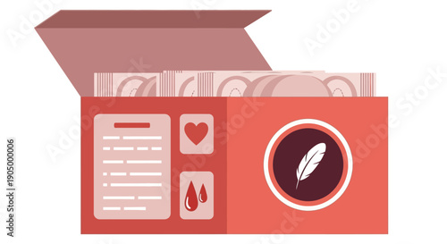 Medical First Aid Kit Box with Health Icons and Supplies in a Compact Case