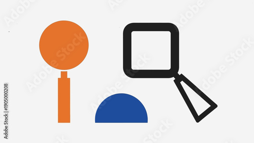 abstract talent search and recruitment concept featuring simplified person icons and a magnifying glass illustrating human resources candidate selection.