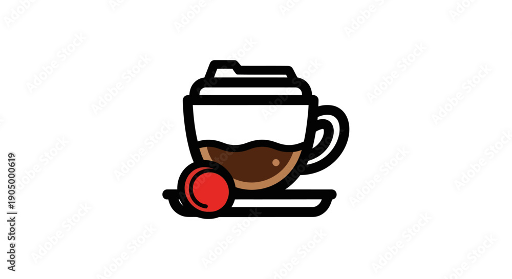 Fototapeta premium Coffee cup icon with dessert isolated
