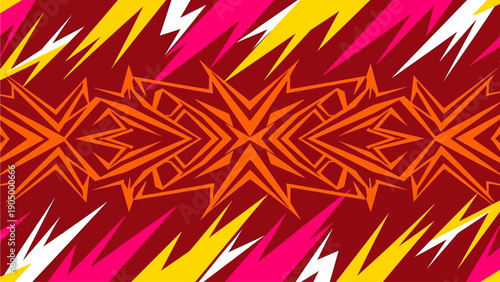 Vibrant abstract geometric pattern featuring dynamic shapes and bright colors in a modern design