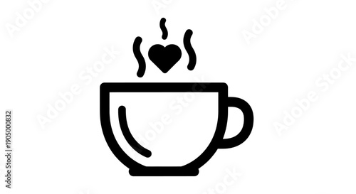 Coffee cup icon with heart shape vapor