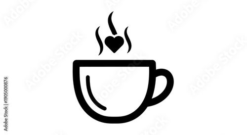 Coffee cup icon with heart shape vapor