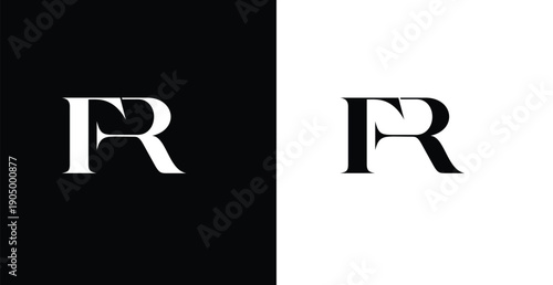 FR Monogram: A minimalist, elegant display of the letters F and R intertwined, showcased in both black on white and white on black variations. A sophisticated and timeless visual concept.