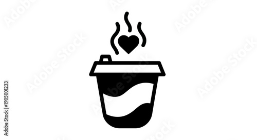 Coffee cup icon with heart symbol