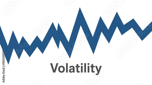 Blue volatility graph line chart isolated on transparent background.