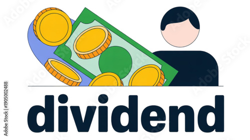 Businessman holding dividend money concept isolated on transparent background.