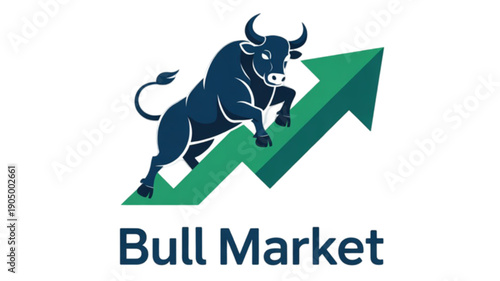 Bull Market Finance Trading Concept isolated on transparent background.