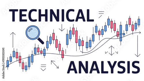 Technical analysis stock market graph isolated on transparent background.