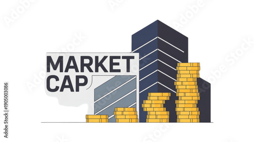 Market Cap Financial Concept Illustration isolated on transparent background.