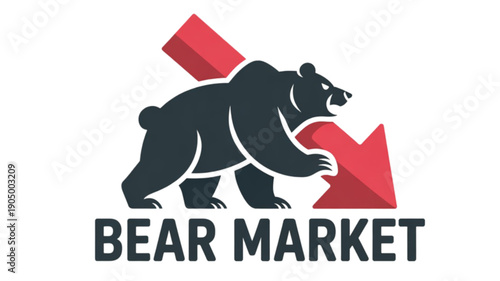 Black bear market logo symbol isolated on transparent background.