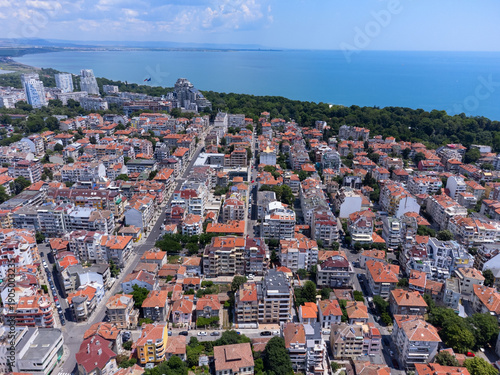 Aerial view of city of Burgas and Burgas Bay, Bulgaria