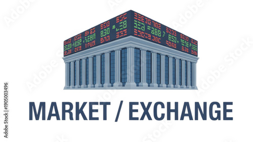 Market Exchange Trading Stock Symbol isolated on transparent background.