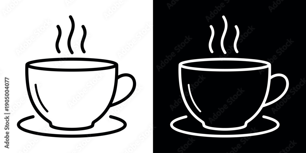 Obraz premium Coffee icon concept in flat black and white style on clean background vector illustration design