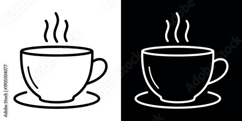 Coffee icon concept in flat black and white style on clean background vector illustration design