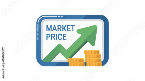 Market price growth finance concept symbol isolated on transparent background.