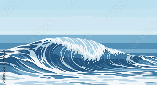 Illustration of a large ocean wave.