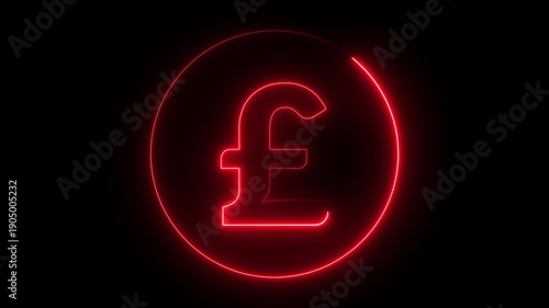 Glowing neon pound sign Icon animation. financial symbol, digital currency, wealth icon. Neon pound icon animation. Glowing neon pound money icon, looped animation. pound currency sign, bank.