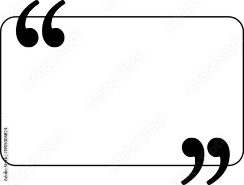 Minimalist Outline Quote Box Frame with Black Quotation Marks.