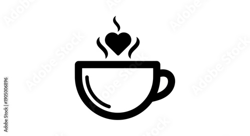 Coffee cup with heart shape steam