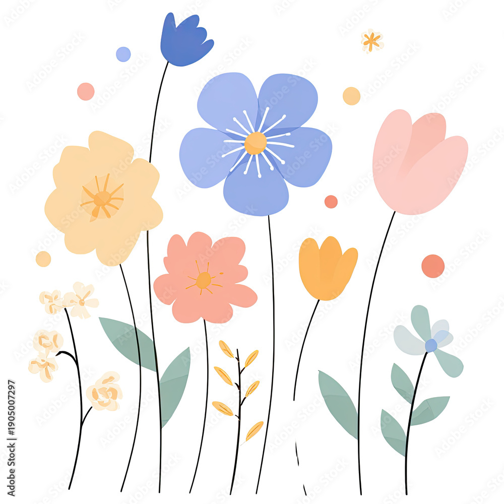 Obraz premium Spring Flower Modern Botanical Floral PNG Clipart with Transparent Background for Elegant Design Projects