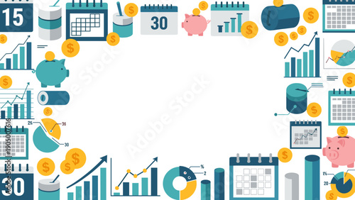 Collection of various colorful business infographic elements and icons on for finance and statistics