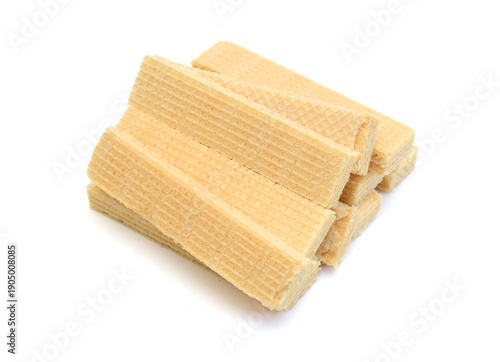 Vanilla wafers on white background.