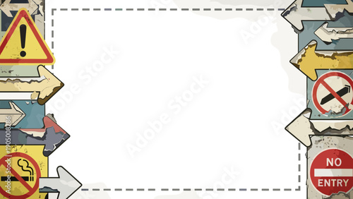 Collection of various warning and prohibition road signs on for design use