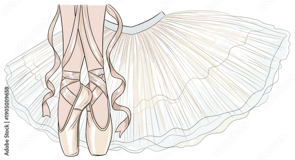 Obraz premium Beautiful ballet shoes and a white tutu on a for dance or performance