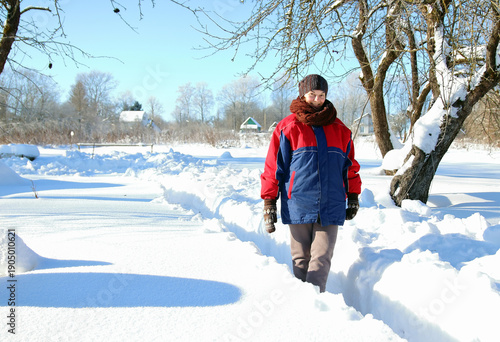 a woman on the street in winter