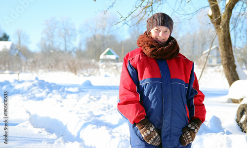 a woman on the street in winter