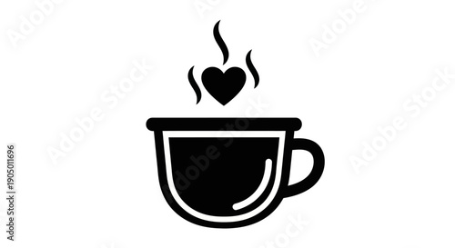 Coffee cup with heart vapor symbol