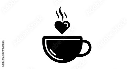 Coffee cup with rising heart vapor