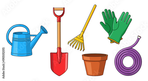 Gardening tools and accessories on for landscaping and planting