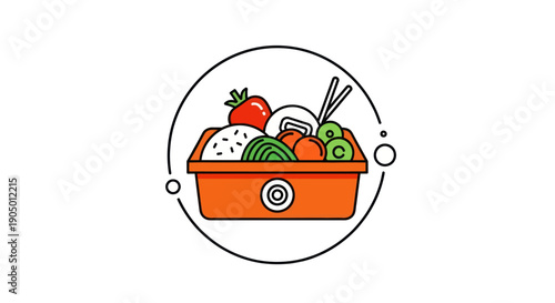 Colorful bento box illustration