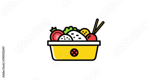 Colorful food box illustration