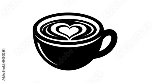 Coffee cup with heart shaped latte art