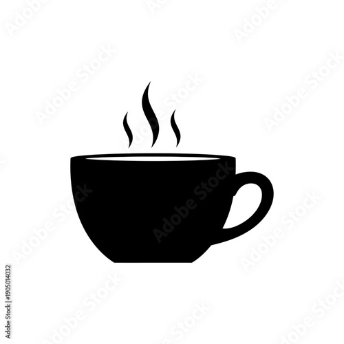a black coffee cup with steam on a white background symbolizing warmth morning energy and relaxing moments with a hot beverage.