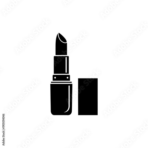 a black lipstick open with cap off representing beauty makeup and cosmetic products for personal care and style.