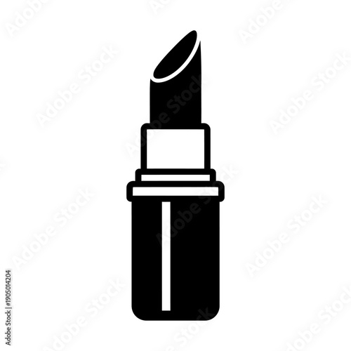 a minimalist black and white lipstick icon representing a beauty product perfect for cosmetic branding web design or graphic asset.